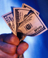 Money Symbol-Hand Holding $100 Bills